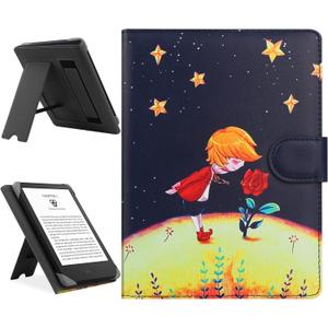 2 x HoYiXi Universal Case Compatible with 6.8" Kindle Paperwhite/6" All-New Kindle 2022 & 2019/Kobo Clara HD/Kobo Clara 2E Leather Stand Cover for 6-6.8'' Pocketbook/Tolino E-Book Reader, Prince