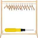 Estune Dog Garment Rack with 12 Wood Pet Clothes Hanger Wooden Dog Dress up Storage Small Closet Pet Clothes Organizer Accessories for Doll Cat and Puppy (Medium)