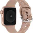 Polka Dot Bowknot Silicone Band Compatible with Apple Watch, Engraved Cute Cartoon Strap Soft Sport Wristband Bracelet for iWatch Series 8 7 6 5 4 3 2 1 SE Ultra (Walnut)