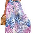 YOCUR Women Summer Beach Vacation Pants High Waisted Wide Leg Pants Printed Loose Flowy Casual Palazzo Lounge Trousers, XL