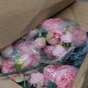 Hoteam 24 Bundles Artificial Peonies Flowers Wedding Faux Flowers Silk Peony Bouquet Bulk Bride Fake Florals Arrangements for Table Centerpieces Wedding ​Party Vase Decor (Light Pink, White)