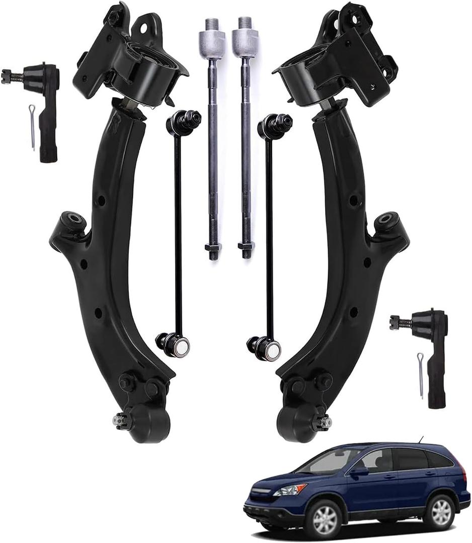 Munirater 8PCS Front Lower Control Arm and Ball Joints Tie Rod Ends Sway Bar Links Replacement for CR-V 2007-2011