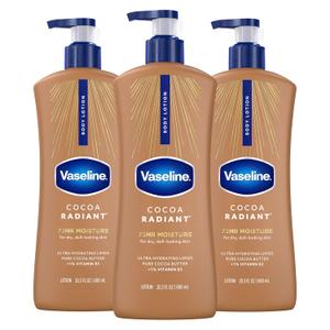 Vaseline Intensive Care Body Lotion Cocoa Radiant 3 count for Dry Skin Lotion Made with Ultra-Hydrating Lipids and Pure Cocoa Butter for a Long-Lasting, Radiant Glow 20.3 Oz