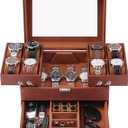 Dajasan Watch Box, Watch Case for Men, 8 Slot Watch Display Case, Large Watch Holder Organizer for Men Women Boys Husband Dad, PU Leather (Brown)