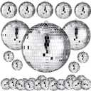 MTLEE 20 Pcs Disco Balls Decoration Mirror Disco Ball Assorted Silver Mini Glass Different Sizes Reflective with Rope for 70s Wedding Dance Music(4, 3. 2, 2 Inch)