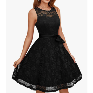 Dressystar Women's Floral Lace Dress Short Bridesmaid Dresses with Sheer Neckline