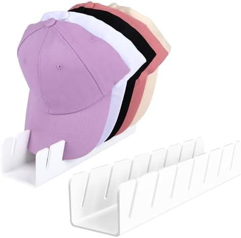Baseball Cap Organizer and Hat Holder - 2 Pack Clear Acrylic Hat Stand, No Install Storage Display for 14 Caps, Space Saving Rack for Closet, Dresser,Bedroom,Man Cave (2 pack white), Set of 2 Baseball Cap Organizer and Hat Holder - 2 Pack Clear Acrylic Hat Stand, No Install Storage Display for 14 Caps, Space Saving Rack for Closet, Dresser,Bedroom,Man Cave (2 pack white), Set of 2