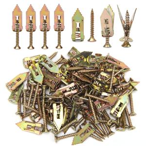 100Pcs Self Drilling Drywall Anchors with Screws, Ahier 50Pcs Metal Self-Drilling Anchors and 50Pcs Screws Kit, No Drill Or Holes in Wall for Fixing TV, Shelf, Cabinet, Curtains, Calligraphy