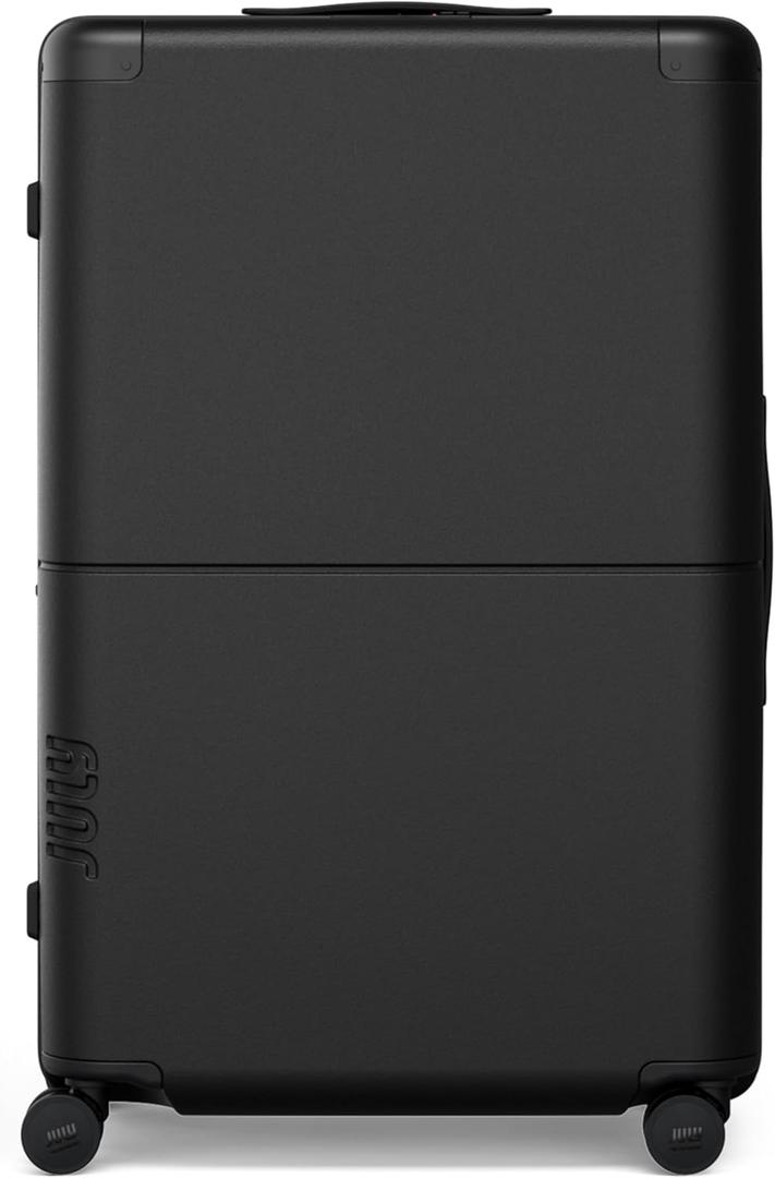 Checked Plus Expandable - 28.75" Airline Approved Check In Luggage with Wheels, Rolling Suitcase for Men & Women - TSA Lock, Silent Spinner Wheels, Expansion Zip, Y-Strap - Charcoal