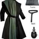 PTLYE Mens Medieval Costume Tunic Renaissance Templar Cloak Robe Cape Pirate Knight Cosplay Halloween Outfits for Women, L