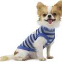 LOPHIPETS 100% Cotton Striped Dog Shirts for Small Dogs Chihuahua Puppy Clothes Tank Vest-Blue and Gray Strips, Small