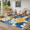 GENIMO 6x9 Outdoor Rug, Washable for Patio and Deck, Blue Yellow