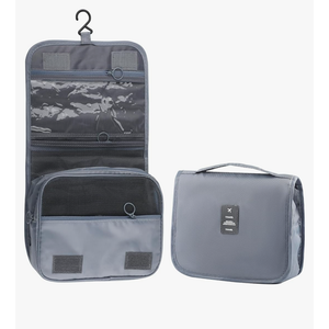 Foldable Hanging Travel Toiletry Bag,Waterproof Portable Travel Bags, Multifunction Travel Makeup Cosmetic Bag Organizer with Hanging Hook (Grey)