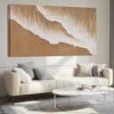 ZENPEE Brown Canvas Wall Art and White Ocean Unique Wall Decor Posters, Wall Hanging Decor for Dining Room or Living Room, 24" x 48"