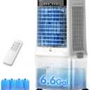 3-in-1 Portable Evaporative Air Cooler - 2000 CFM Swamp Cooler with 6.6-Gal Dual Tank & 4 Ice Packs, Remote Control, 12H Timer, Oscillating Cooling Fan That Blows Cold Air for Large Room, Office
