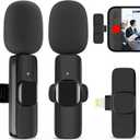 2 Pack Wireless Lavalier Microphone for iPhone, Professional Lapel Mics, Wireless Mic Plug-Play, Lapel Microphone for Video Recording Interview Vlog YouTube TikTok(for iPhone 14 and Below)