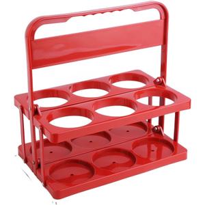 Reusable Drink Carrier with Handle for Doordash, Eats, Grubhub, Portable Cup/Coffee Holder Accessories for Delivery, Foldable Drinks Caddy with Tray, Car Durable Plastic Festive Bottle, Vacation (Red)