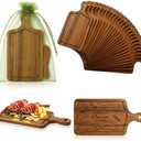 Nuenen 50 Pcs Mini Wooden Charcuterie Board Bulk, Small Wood Cutting Board for Crafts Laser Engraving with Knives Organza Bags Wedding Baby Shower Favors Gift (Square,Acacia Color)