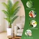 7FT Artificial Palm Tree, Tall Artificial Tree Plants with Fake Plants, Large Faux Plants Indoor with Lifelike Leaves for Outdoor Indoor Home Office Living Room Decor (White)