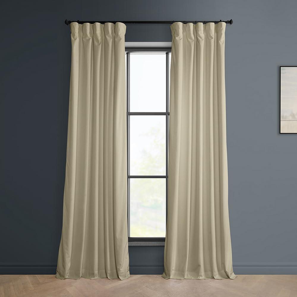 HPD Half Price Drapes Heritage Plush Velvet Curtains 84 Inches Long Room Darkening Curtains for Bedroom & Living Room 50W x 84L, (1 Panel), Macchiato Beige