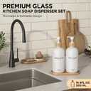 Hand and Dish Soap Dispenser Set,16oz Glass Bottles with Bamboo Pumps & Tray,Countertop Soap Dispensers for Kitchen,Luxury, Minimalist & Farmhouse Decor, 1 Piece
