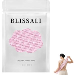 Blissal Exfoliating Shower Towel, Premium Scrub Bathroom Towel Set, 2-in-1 Exfoliatings Towels-Body Scrubber with 2 Sides Advanced Exfoliating Microfiber Towel for All Skin Types(Pink)