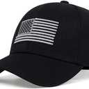 Eohak Men Women American-Flag-Baseball-Cap USA Embroidered Baseball Cap Adjustable Metal Buckle Strap for Casual Wear (Black)