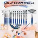 Rosmax Artist Paint Brushes-Nylon Hair and 15 Different Sizes for Acrylic Painting,Oil,Watercolor,Fabric-Great for Kids Adult Drawing Arts Crafts Supplies or Beginners,Professional (Baby Blue)