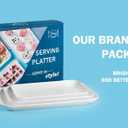 DELLING Large Serving Platter Set of 3, 16/14/12 Inch Porcelain Serving Trays for Party - White Ceramic Rectangular Platters for Entertaining, Appetizer Fruit Tray for Mother's Day Shower Dinner