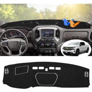 Autorder Dashboard Cover Mat for 2019-2025 Chevy Silverado 1500 2500HD 3500HD/GMC Sierra Accessories Dash Cover Flannel Dash Mat Sunshade Protector(Just Fit the Models Without Forward Collision Alert)