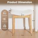 Square Linen Makeup Stool Small Ottoman Stool Chair for Vanity, Modern Padded Seat Foot Rest for Makeup Room, Bathroom (Classic-Beige)