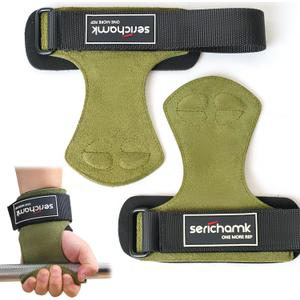 Wrist Straps for Weightlifting with Wrist Wraps,Leather Weight Lifting Wrist Wraps Grip Assistance Deadlift Straps Workout Gym Straps for Men and Women (Green-Size M)