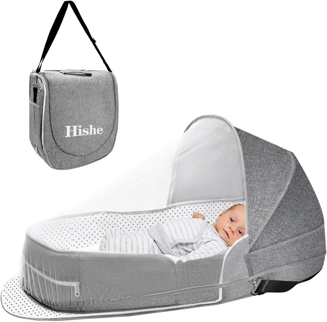 Baby Travel Bassinet Portable Bassinets: Foldable Lightweight Travel Pod Infant Bassinet with Mosquito and Canopy Outdoor Newborn Essentials Gift