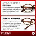 Retro Small Round Glasses for Women Men Fashion Round Blue Light Glasses Small Face Nerd Eyeglasses (Clear Brown)