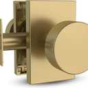 Mega Handles - Laura Passage, Door Knob for Hallway, Closet and Bathroom, Reversible Heavy Duty Design Door Knobs, Fits All Standard Door Sizes, Screws Included - Satin Brass (1 Pack)