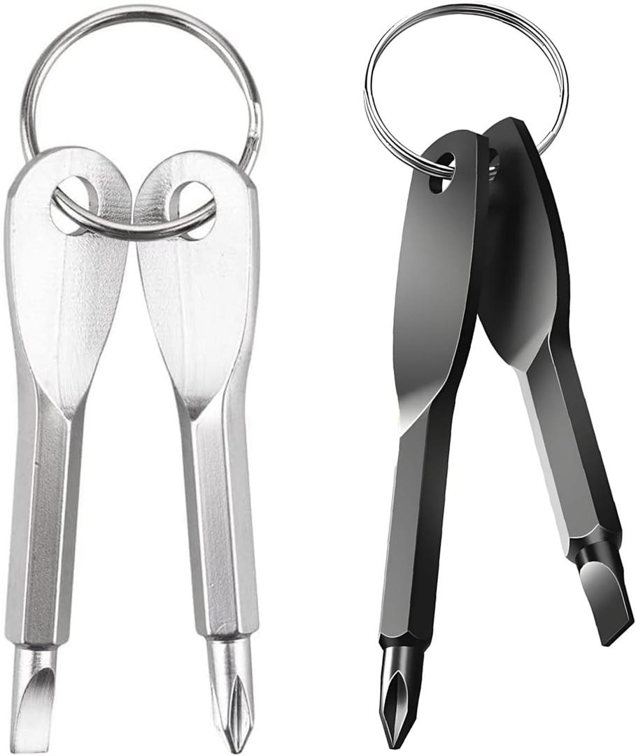 2 Pack Gifts for Men 4 in 1 Keychain Screwdriver Set with Phillips, Slotted and Hex Wrench - Stocking Stuffers for Men Cool Gadgets