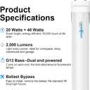 T8 LED Tube Light Bulbs 4 Foot 20W 40W Equivalent 5000K Daylight 2000LM, T8 T10 T12 Fluorescent Replacement, Dual-end Powered Ballast Bypass, Frosted Cover ETL Listed for Garage 10-Pack