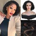 Quantum Love Short Curly Human Hair Wigs for Black Women 12 Inches Kinky Curly Lace Front Brazilian Virgin Human Hair 13x4 Lace Frontal Deep Curly Bob Wig Natural Black