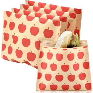 Outus 100 Pcs Paper Sandwich Bags Sealable Lunch Storage Bags Snack Burger Wrappers for Candies, Cookies, Goodies, Chocolates, Desserts(Fruit Patterns)