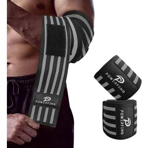 Elbow Wraps for WeightliftingElbow Sleeve Support for Bench Press, Cross Training & Powerlifting - Elbow Straps for Weightlifting Gym Men Women (Gray)