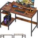 Computer Desk - 39 Gaming Desk, Home Office Table with Storage, Small Desk with Monitor Stand, Adjustable Storage Space, Modern Design Corner Table. (Rustic)