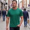 Men's T Shirt, Crew Neck Short Sleeve Shirts, Casual Plain Tshirt Men | Soft Stretch Fabric, Breathable Comfort, Crew Neck Undershirts, Short Sleeve, High Definition Print, Mens T Shirts (Green, XL)