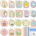 Leinuosen 18 Set Wooden Easter Ornaments to Painting Kits Include Unfinished Wood Bunny Egg Chicks Baskets with Brushes Paints DIY Easter Crafts for Basket Stuffers Gift Activity Supplies Party