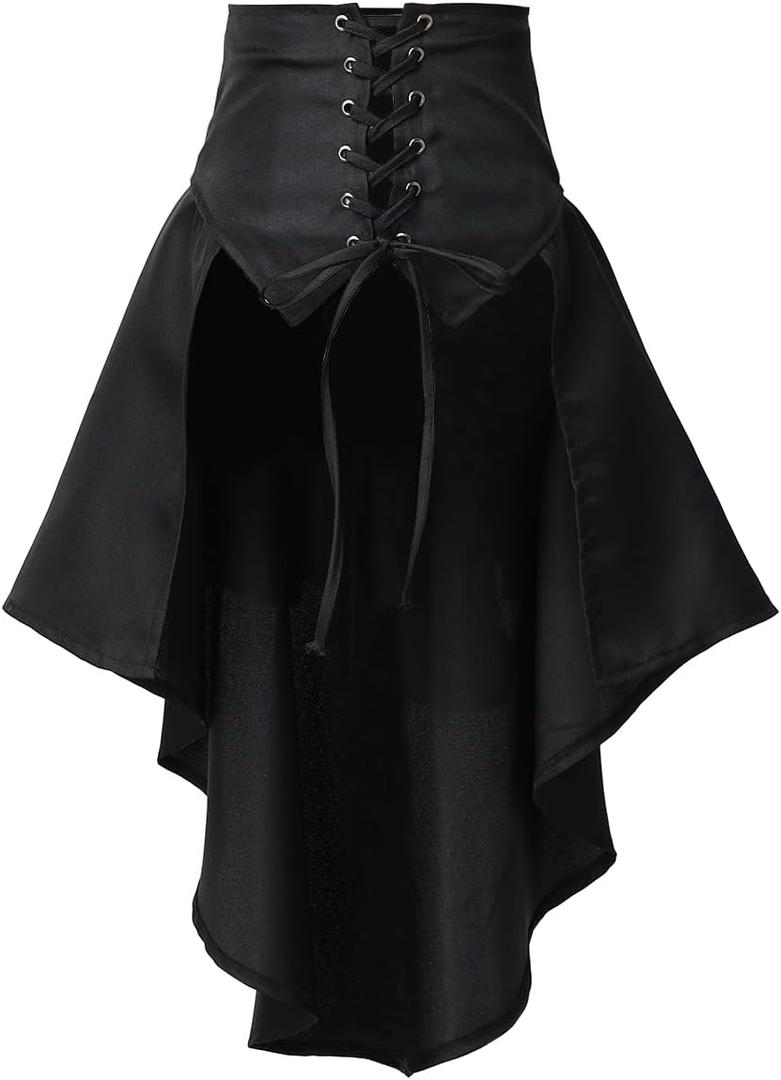COSDREAMER Steampunk Women's Skirts Waist Belt for Women Ruffles Pirate Corset Costumes (Medium, Black)