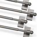 Deconovo Magnetic Curtain Rods (4 Pack, Pewter，16-28 Inch) – Adjustable No-Drill Metal Curtain Rods for Doors, Windows & Rental Spaces | Easy Install, Strong Magnet, Perfect for Home & Office