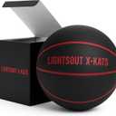 LIGHTSOUT Indoor Silent Basketball Size 7 (29.5") Quiet Basketballs Dribbling Indoor Very Sleek Black/red, Practicing at Home Indoor Basketball Foam No Noise Airless, No Scratch or Damage of Flooring