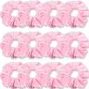 IVARYSS Pink Scrunchies, Premium Velvet Soft Hair Scrunchy, Solid Colors Thick Elastic Bands, Hair Accessories for Women and Girls, 12 Pack