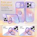 for iPhone 12 Pro Max Case with Slide Camera Cover, Butterflies Cases for iPhone 12 Promax with Ring Holder, Butterfly Stylish Aesthetic Designer Slim Protective Cover for 12 Pro Max