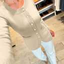 Fall Cardigan Sweaters for Women Button Down Long Sleeve Open Front Ribbed Trim Elegant Winter Knit Fitted Outwear (Beige, XL)