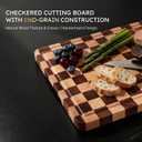 3 Packs Cutting Boards for Kitchen Checkered Cutting Board Acacia Wood Charcuterie Board Serving Heavy Duty Non Toxic Slip Butcher Block Wood Chopping Board with Juice Grooves Handles, Multiple Sizes